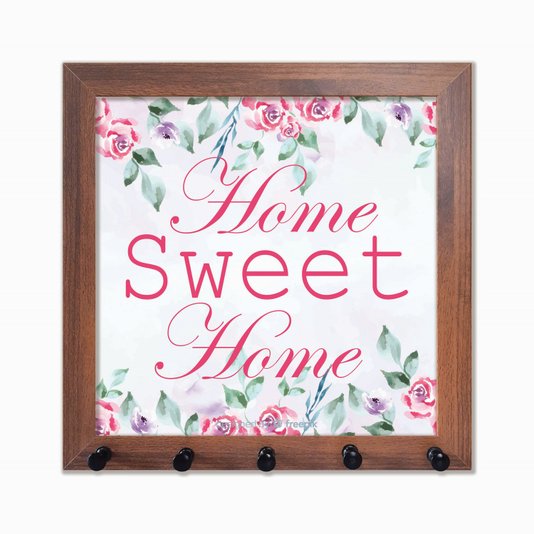 Porta Chaves Home Sweet Home com flores