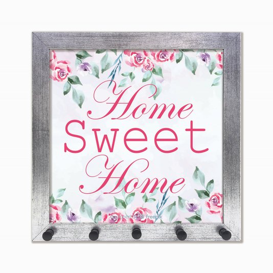 Porta Chaves Home Sweet Home com flores