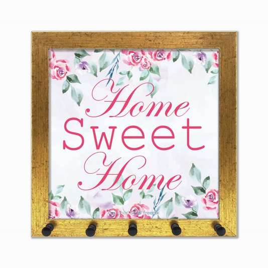 Porta Chaves Home Sweet Home com flores