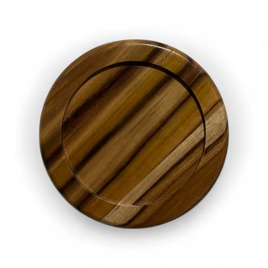 Porta Copos em Madeira Teca com Verniz | Apoio de Mesa para Drinks, Taças, Canecas e Xícaras | Decoração para Jantar, Bar ou Café | Cup Coaster
