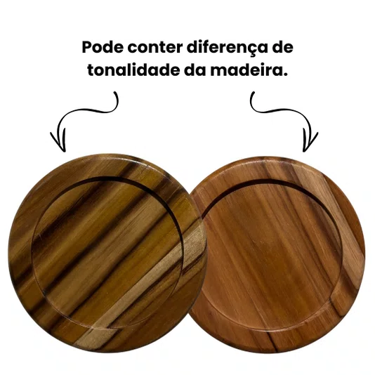 Porta Copos em Madeira Teca com Verniz | Apoio de Mesa para Drinks, Taças, Canecas e Xícaras | Decoração para Jantar, Bar ou Café | Cup Coaster