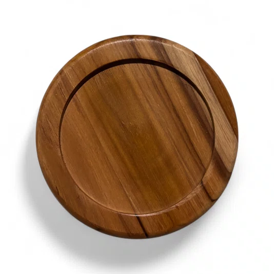 Porta Copos em Madeira Teca com Verniz | Apoio de Mesa para Drinks, Taças, Canecas e Xícaras | Decoração para Jantar, Bar ou Café | Cup Coaster