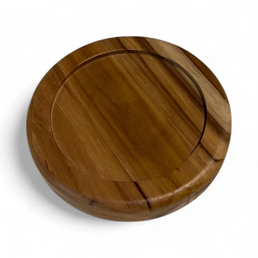 Porta Copos em Madeira Teca com Verniz | Apoio de Mesa para Drinks, Taças, Canecas e Xícaras | Decoração para Jantar, Bar ou Café | Cup Coaster
