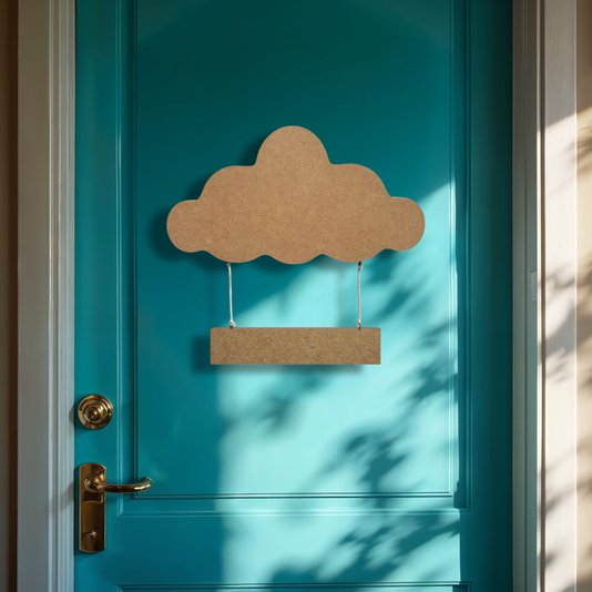 Porta Maternidade Para Quarto Infantil Em Mdf Nuvem Com Plaquinha