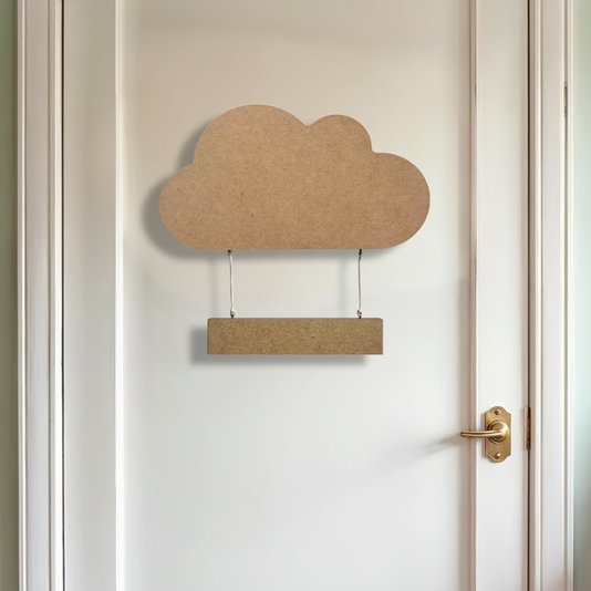 Porta Maternidade Para Quarto Infantil Em Mdf Nuvem Com Plaquinha