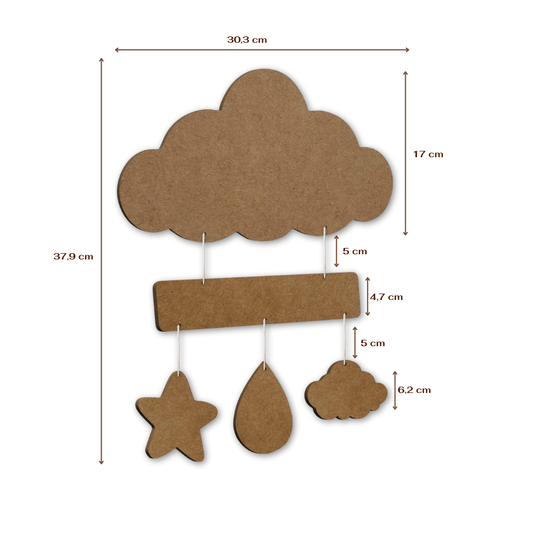 Porta Maternidade Para Quarto Infantil Nuvem Com Plaquinhas Em Mdf