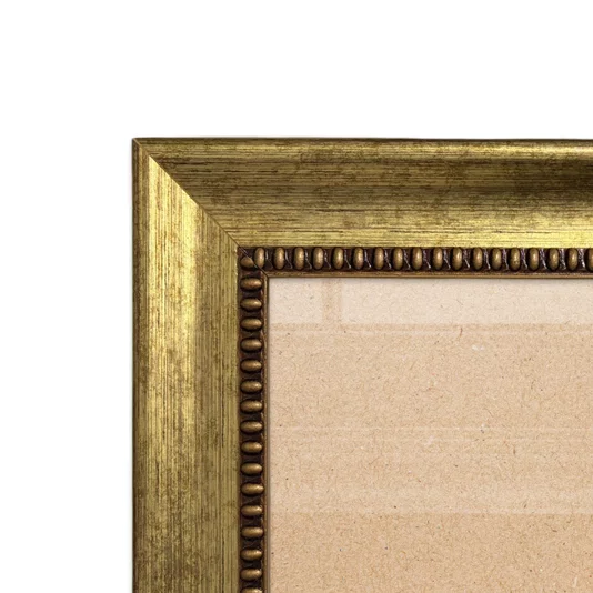 Porta Retrato Com Moldura Chanfrada Com Padrão Oval Gravado Efeito Aço Metal Escovado Com Suporte E Frente Em Vidro - 4,6x2,1