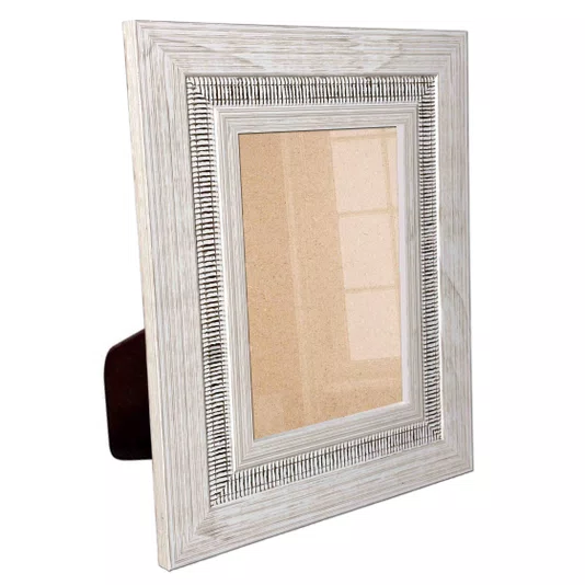 Porta Retrato Com Moldura com Friso e Gravação de Padrão de Traços com Suporte e Frente em Acetato - 6,6x1,7