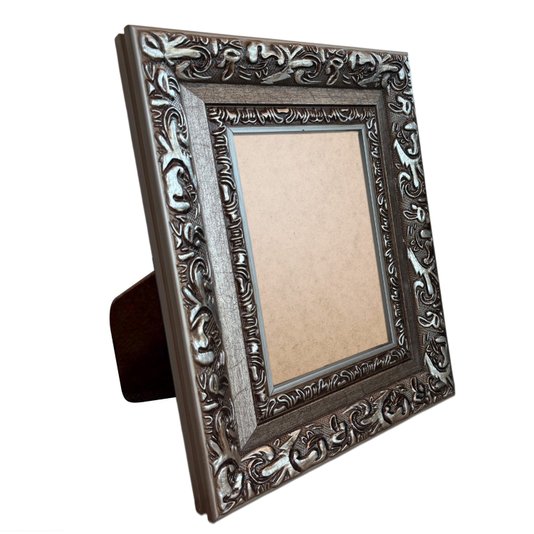 Porta Retrato Com Moldura De Gravação De Arabescos Com Suporte E Frente Em PVC Antirreflexo - 7,2x3,3