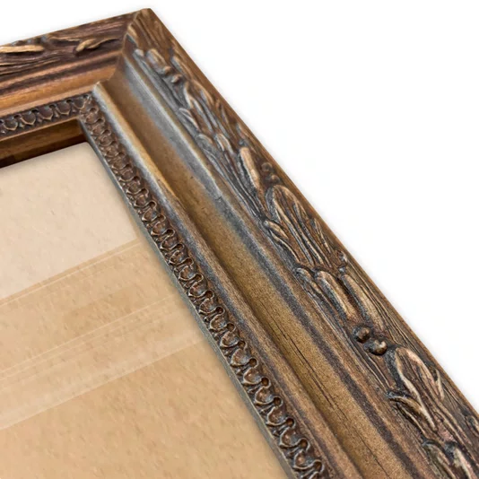 Porta Retrato Com Moldura De Gravação De Folhagens Com Suporte E Frente Em Acetato - 4,5x2