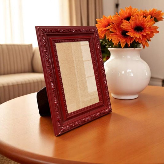 Porta Retrato Com Moldura De Gravação De Ornamentos Com Suporte E Frente Em Vidro - 3,4x1,4