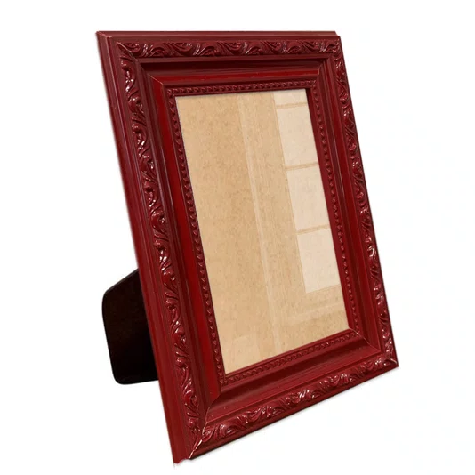Porta Retrato Com Moldura De Gravação De Ornamentos Com Suporte E Frente Em Acetato - 3,4x1,4