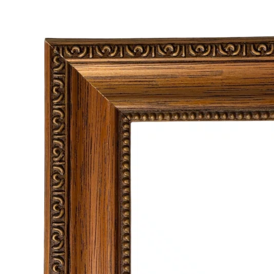 Porta Retrato Com Moldura de Madeira Clássica com Detalhes Gravados Com Suporte E Frente Em PVC Antirreflexo - 3,2x1,5