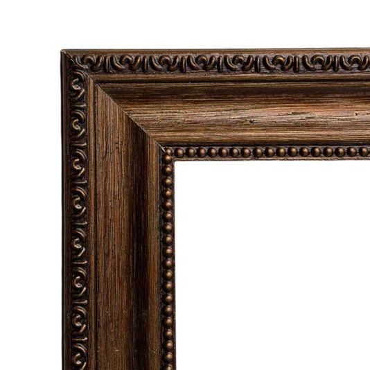Porta Retrato Com Moldura de Madeira Clássica com Detalhes Gravados Com Suporte E Frente Em Vidro - 3,2x1,5