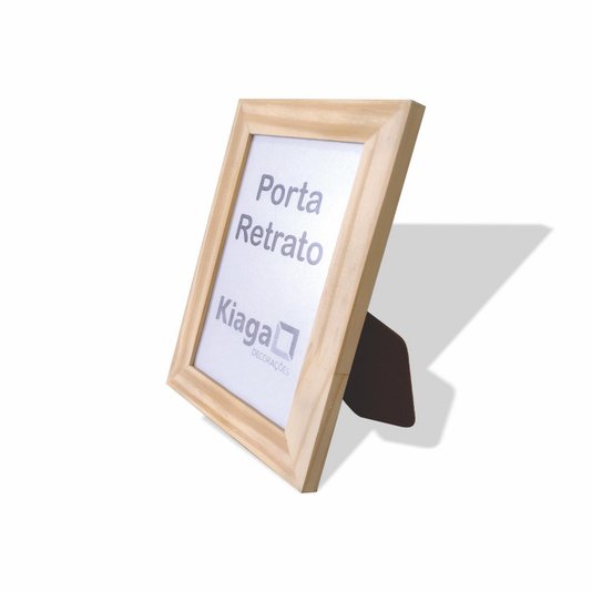 Porta Retrato com Moldura de Pinus Natural e PVC Mais Fundo com Suporte - 2x1