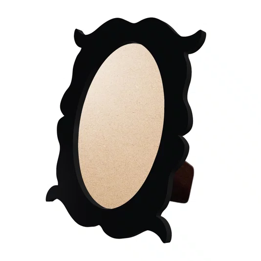 Porta Retrato Com Moldura Provençal Colorida Oval Em MDF 6mm Com Suporte em MDF e PVC Antirreflexo