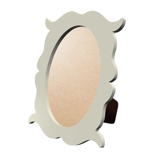 Porta Retrato Com Moldura Provençal Colorida Oval Em MDF 6mm Com Suporte em MDF e PVC Antirreflexo