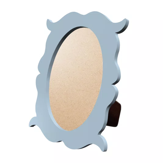 Porta Retrato Com Moldura Provençal Colorida Oval Em MDF 6mm Com Suporte em MDF e PVC Antirreflexo