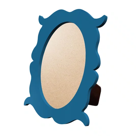 Porta Retrato Com Moldura Provençal Colorida Oval Em MDF 6mm Com Suporte em MDF e PVC Antirreflexo