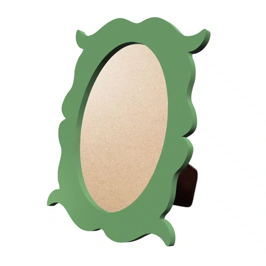 Porta Retrato Com Moldura Provençal Colorida Oval Em MDF 6mm Com Suporte em MDF e PVC Antirreflexo