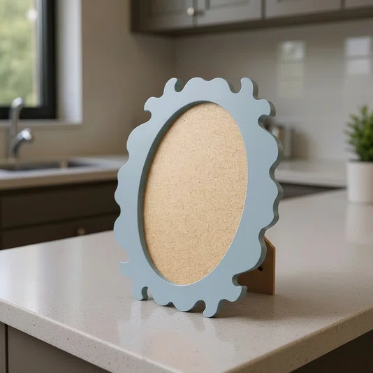 Porta Retrato com Moldura Provençal Colorida Oval Em MDF 6mm Com Suporte em MDF e PVC Antirreflexo