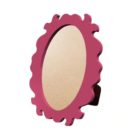 Porta Retrato com Moldura Provençal Colorida Oval Em MDF 6mm Com Suporte em MDF e PVC Antirreflexo