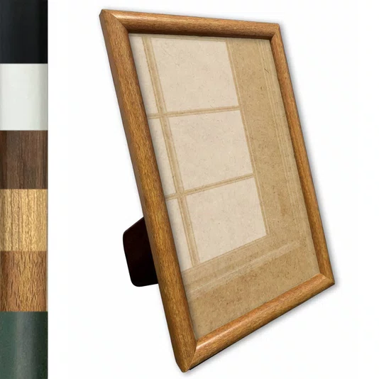 Porta Retrato de Moldura Abaulada Lisa Revestida Com Suporte e Vidro - 2x3