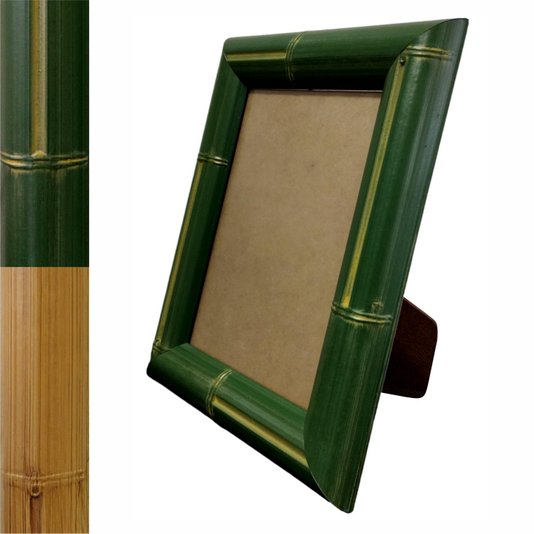 Porta Retrato de Moldura com Gravação de Bambu e PVC Antirreflexo Mais Fundo com Suporte - 4,3x2,3