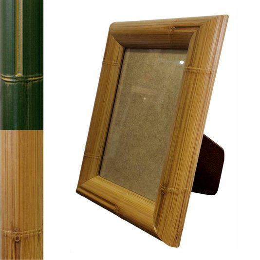 Porta Retrato de Moldura com Gravação de Bambu e Vidro Mais Fundo com Suporte - 4,3x2,3