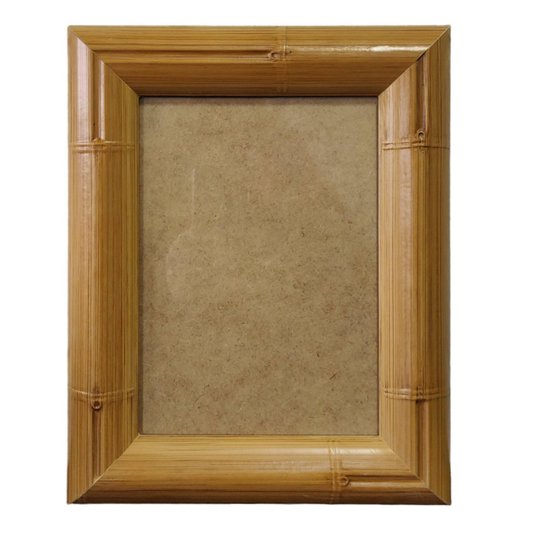 Porta Retrato de Moldura com Gravação de Bambu e Vidro Mais Fundo com Suporte - 4,3x2,3