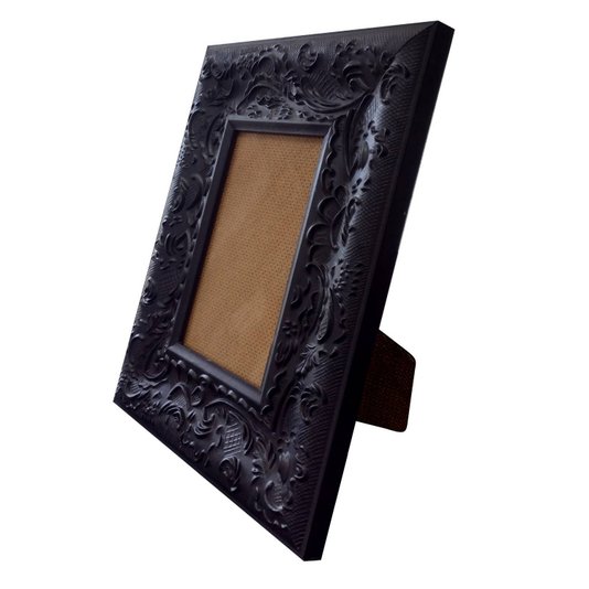 Porta Retrato de Moldura Provençal com Gravação e Acetato Mais Fundo com Suporte - 6x1,5