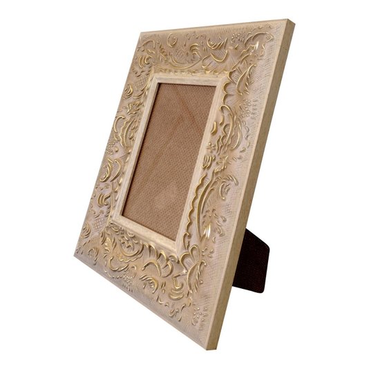 Porta Retrato de Moldura Provençal com Gravação e Acetato Mais Fundo com Suporte - 6x1,5