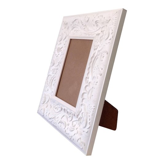 Porta Retrato de Moldura Provençal com Gravação e PVC Mais Fundo com Suporte - 6x1,5