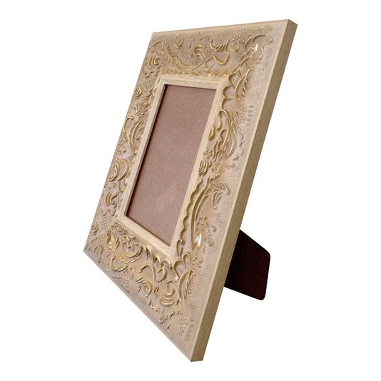 Porta Retrato de Moldura Provençal com Gravação e PVC Mais Fundo com Suporte - 6x1,5