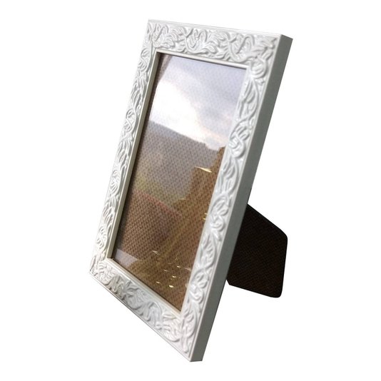 Porta Retrato de Moldura com Gravação de Folhagens e Vidro Mais Fundo com Suporte - 2x1