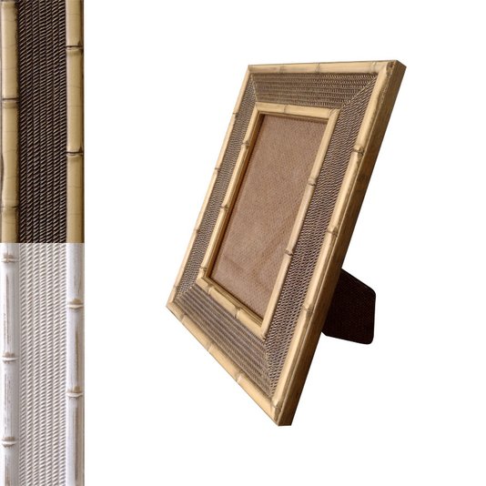 Porta Retrato de Moldura com Gravação de Bambu e Vidro Mais Fundo com Suporte - 4,5x1,5