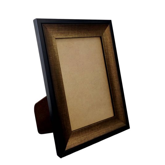 Porta Retrato de Moldura Hot Stamp Efeito Metalizado e PVC Antirreflexo Mais Fundo com Suporte - 4,1x1,8