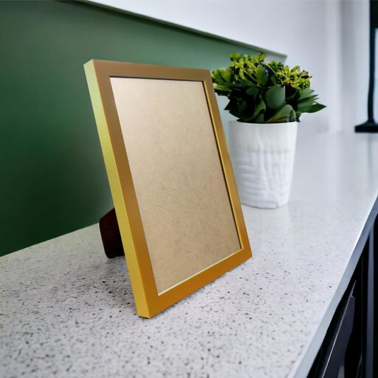 Porta Retrato de Moldura Lisa Revestida e PVC Antirreflexo Mais Fundo com Suporte - 2x2