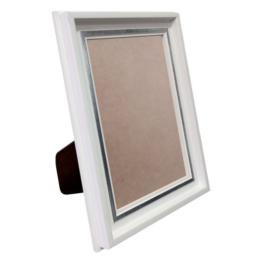 Porta Retrato de Moldura Micro Metalizada e PVC Antirreflexo Mais Fundo com Suporte - 3,4x2,1