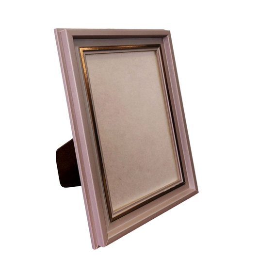 Porta Retrato de Moldura Micro Metalizada e PVC Antirreflexo Mais Fundo com Suporte - 3,4x2,1