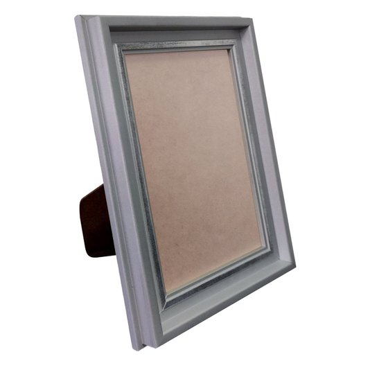 Porta Retrato de Moldura Micro Metalizada e PVC Antirreflexo Mais Fundo com Suporte - 3,4x2,1