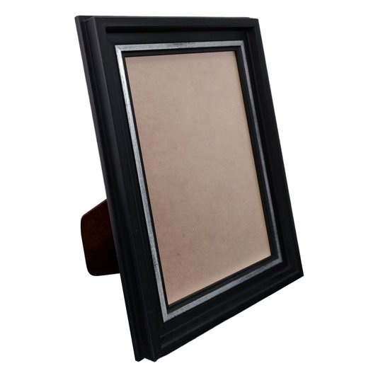 Porta Retrato de Moldura Micro Metalizada e PVC Antirreflexo Mais Fundo com Suporte - 3,4x2,1