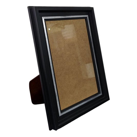 Porta Retrato de Moldura Micro Metalizada e Vidro Mais Fundo com Suporte - 3,4x2,1