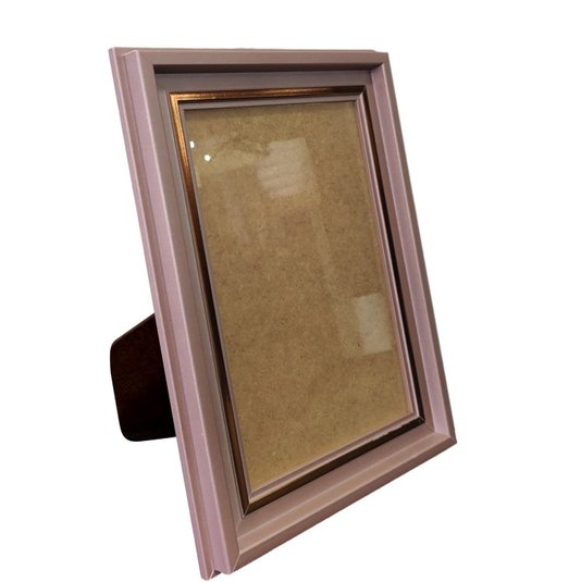 Porta Retrato de Moldura Micro Metalizada e Vidro Mais Fundo com Suporte - 3,4x2,1