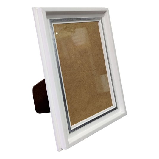 Porta Retrato de Moldura Micro Metalizada e Vidro Mais Fundo com Suporte - 3,4x2,1