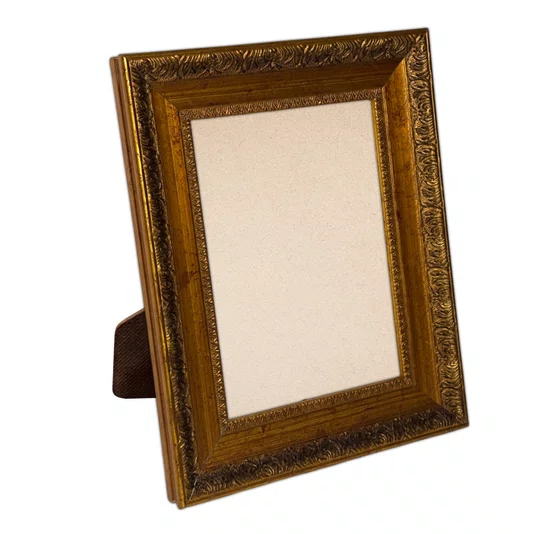 Porta Retrato de Moldura Provençal com Gravação e PVC Mais Fundo com Suporte - 4,3x2,5