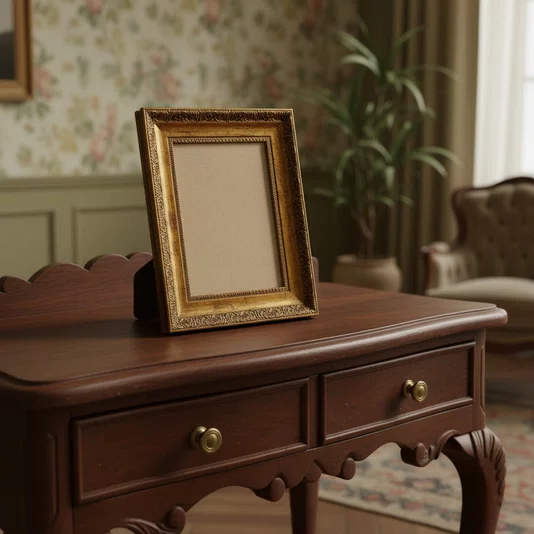 Porta Retrato de Moldura Provençal com Gravação e PVC Mais Fundo com Suporte - 4,3x2,5