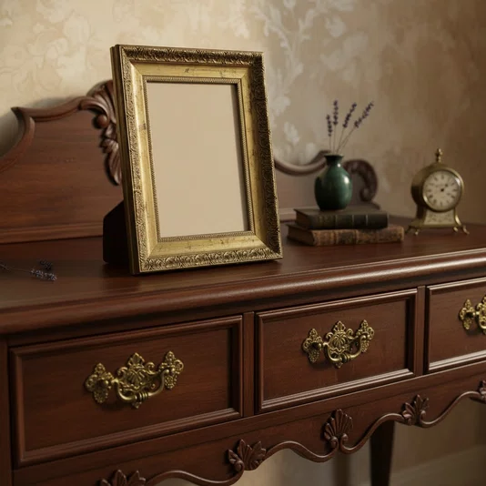 Porta Retrato de Moldura Provençal com Gravação e PVC Mais Fundo com Suporte - 4,3x2,5