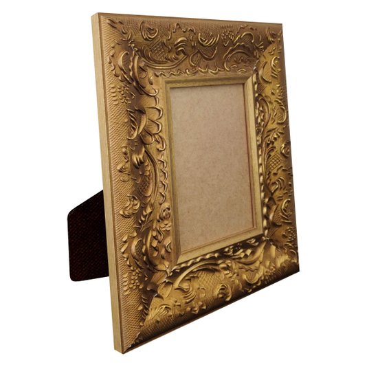 Porta Retrato de Moldura Provençal com Gravação e PVC Mais Fundo com Suporte - 6x1,5