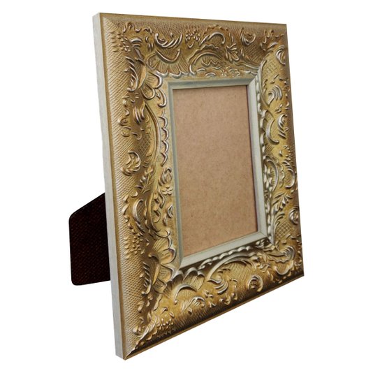 Porta Retrato de Moldura Provençal com Gravação e PVC Mais Fundo com Suporte - 6x1,5